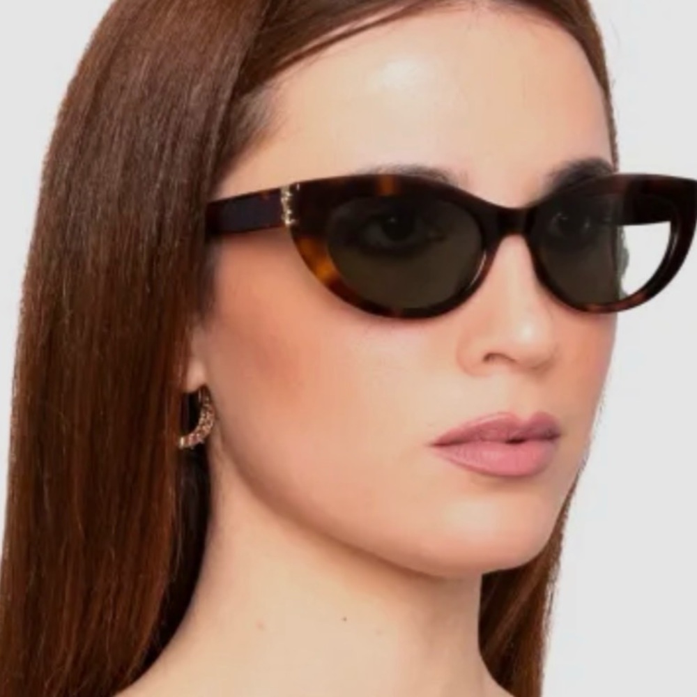 Saint Laurent Monogram Hinge 54MM Round Sunglasses Brown Tortoise Sunglasses